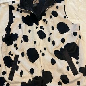 Kids Black & White Cow Print Fleece Vest